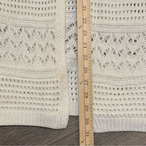 FRESHMAN Crochet Vest Women’s XL 16 Cream Open Front Side Slits. Duster. - Picture 11 of 11